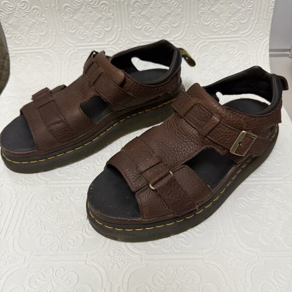 Dr Martens Hayden Brown Leather Chunky Platform Buckle Sandals USM 12 UK 11 EUC main image 14